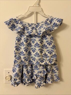 Sigrid Olsen White and Blue Floral Ruffle Girls Matching Set